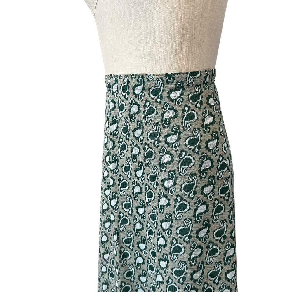 Vintage 70s Green Paisley Maxi Skirt XS - Picture 7 of 10